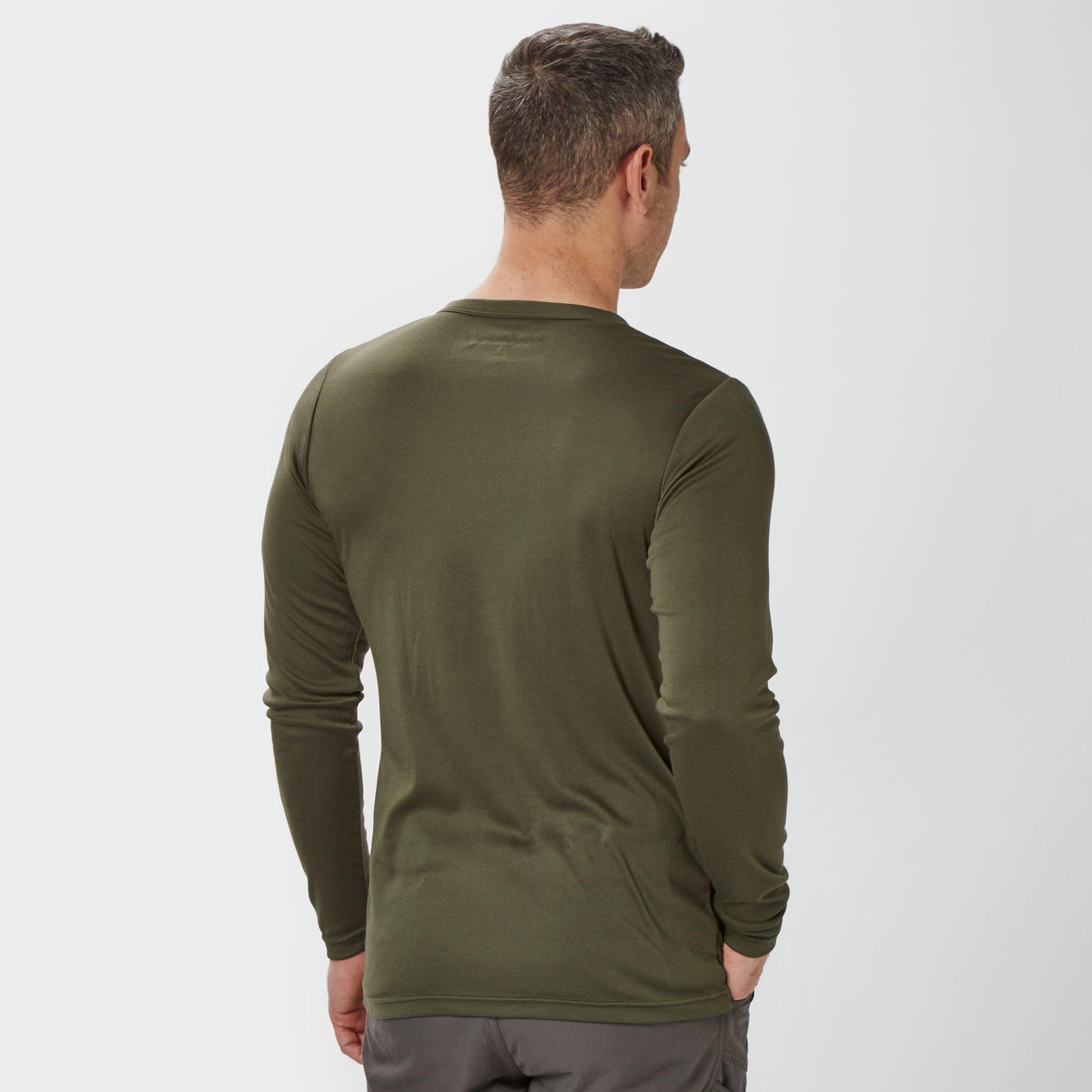Mens Long Sleeved Thermal Crew Neck Top Khaki