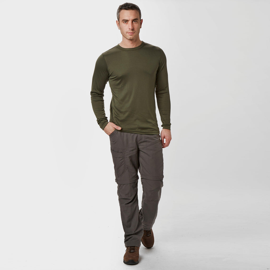 Mens Long Sleeved Thermal Crew Neck Top Khaki