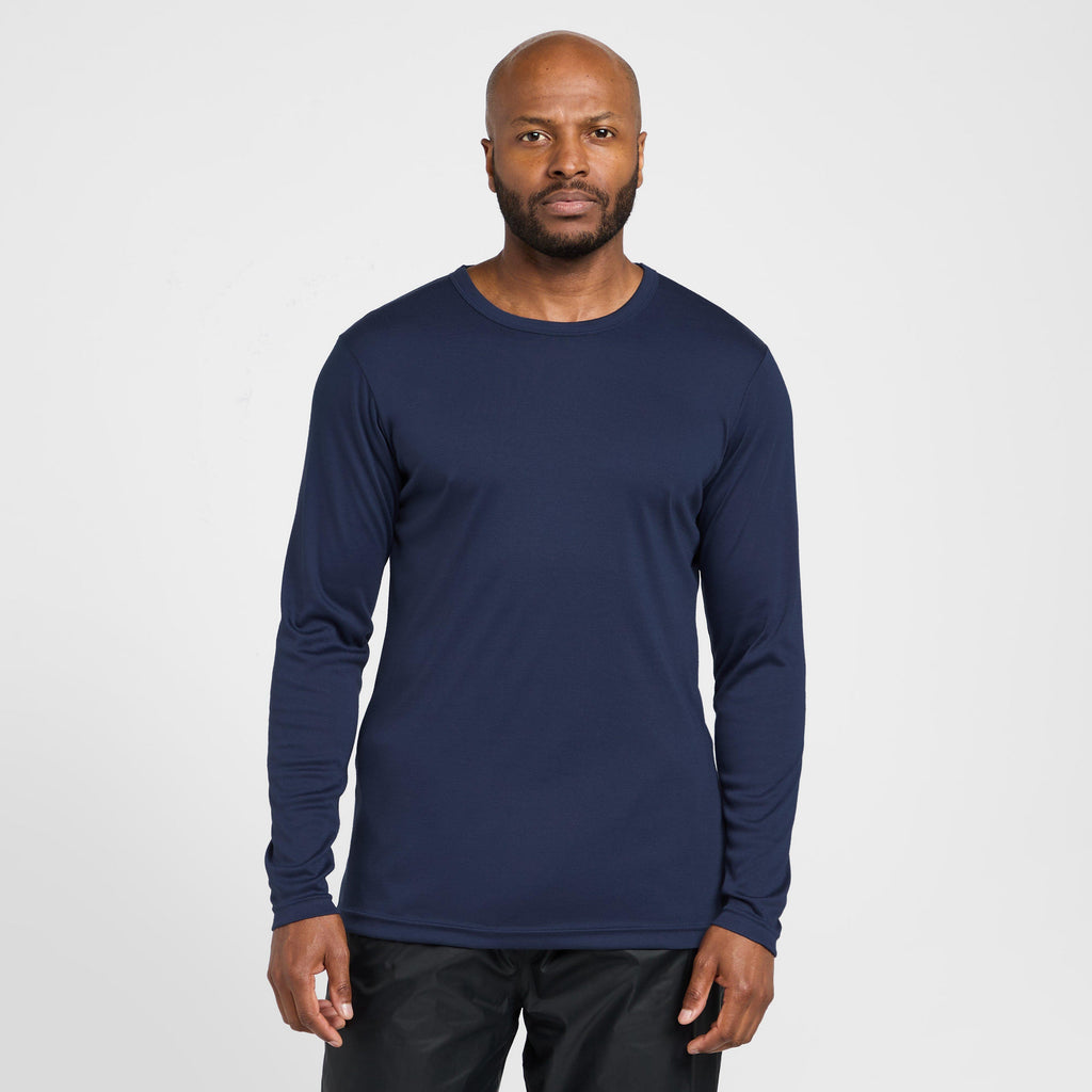 Mens Long Sleeved Thermal Crew Neck Top Navy