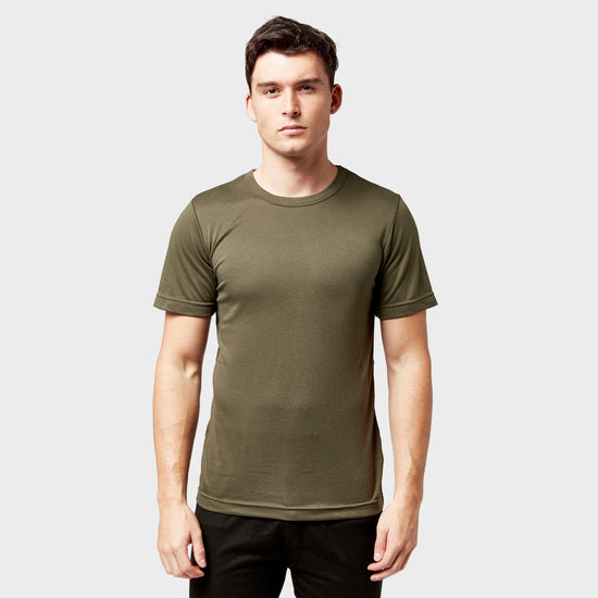 Mens Short Sleeved Thermal Crew Neck Top Khaki