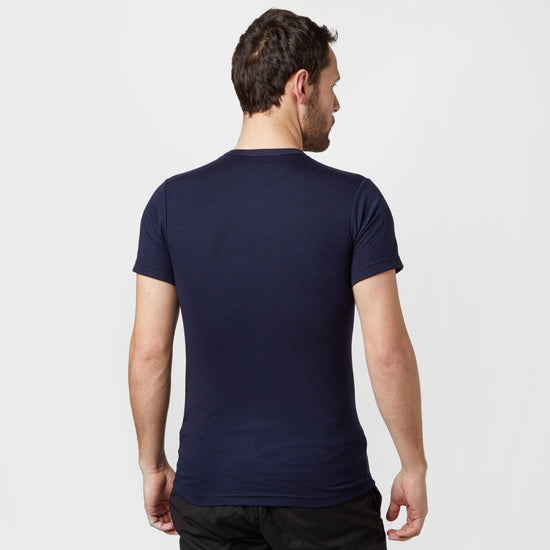 Mens Short Sleeved Thermal Crew Neck Top Navy