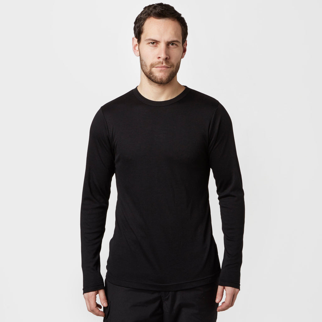 Mens Long Sleeved Thermal Crew Neck Top Black