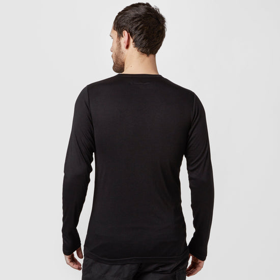 Mens Long Sleeved Thermal Crew Neck Top Black