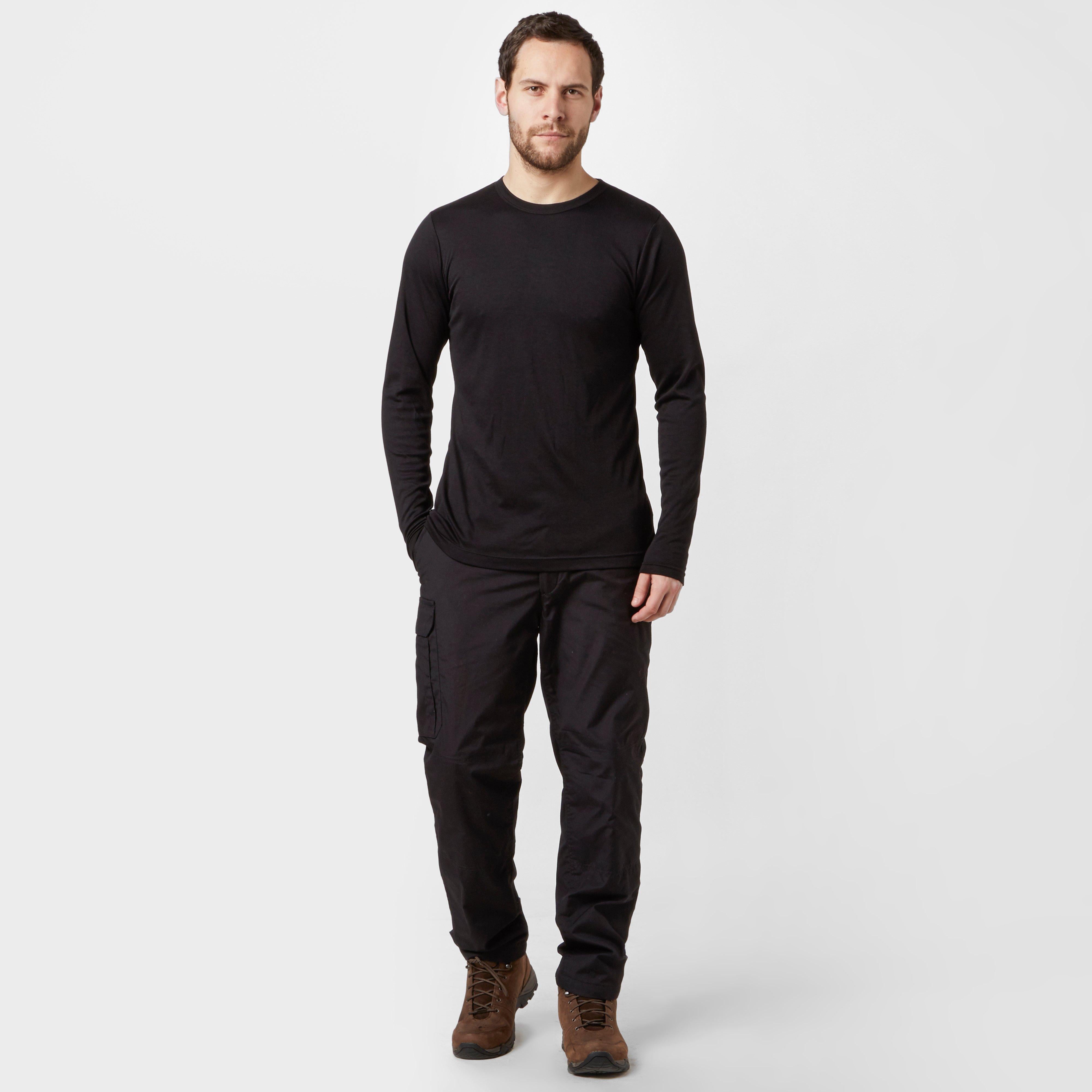 Mens Long Sleeved Thermal Crew Neck Top Black