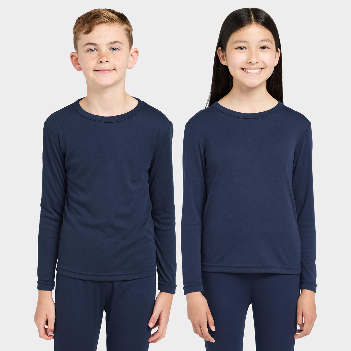 Kids Long Sleeved Thermal Crew Neck Top Navy