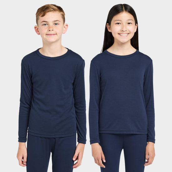 Kids Long Sleeved Thermal Crew Neck Top Navy