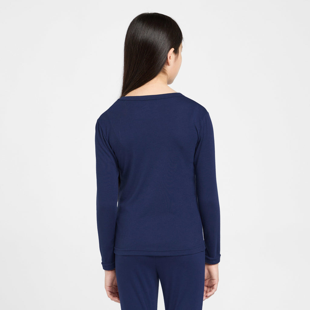 Kids Long Sleeved Thermal Crew Neck Top Navy