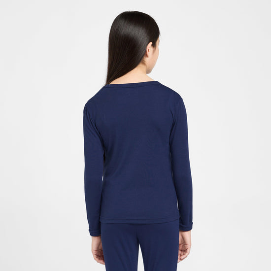 Kids Long Sleeved Thermal Crew Neck Top Navy