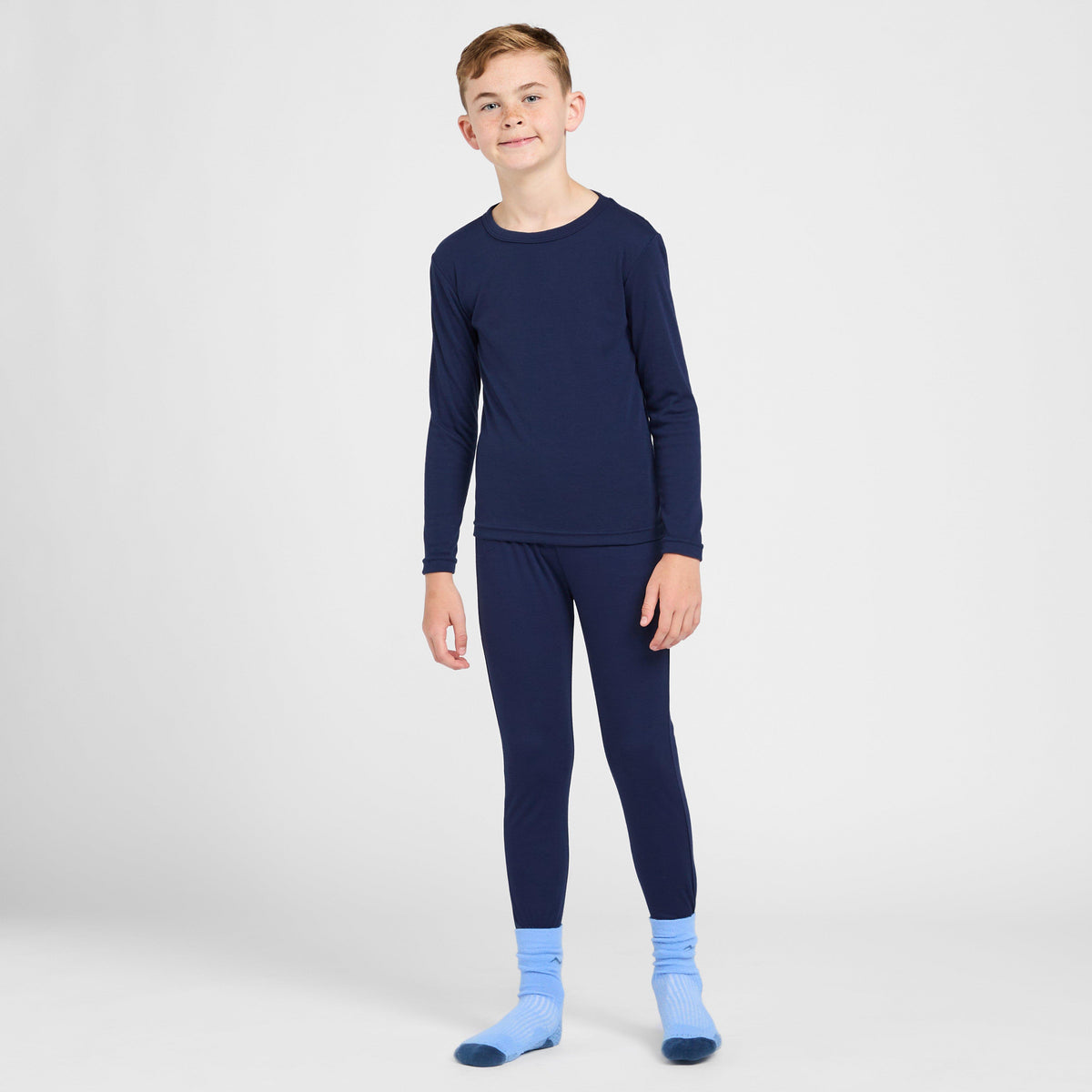 Kids Long Sleeved Thermal Crew Neck Top Navy