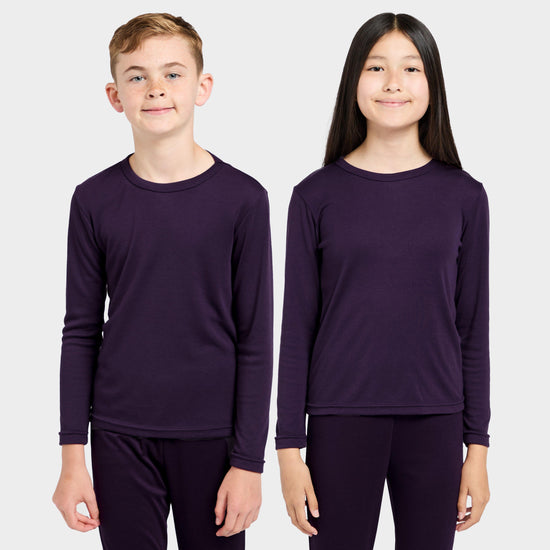 Kids Long Sleeved Thermal Crew Neck Top Purple
