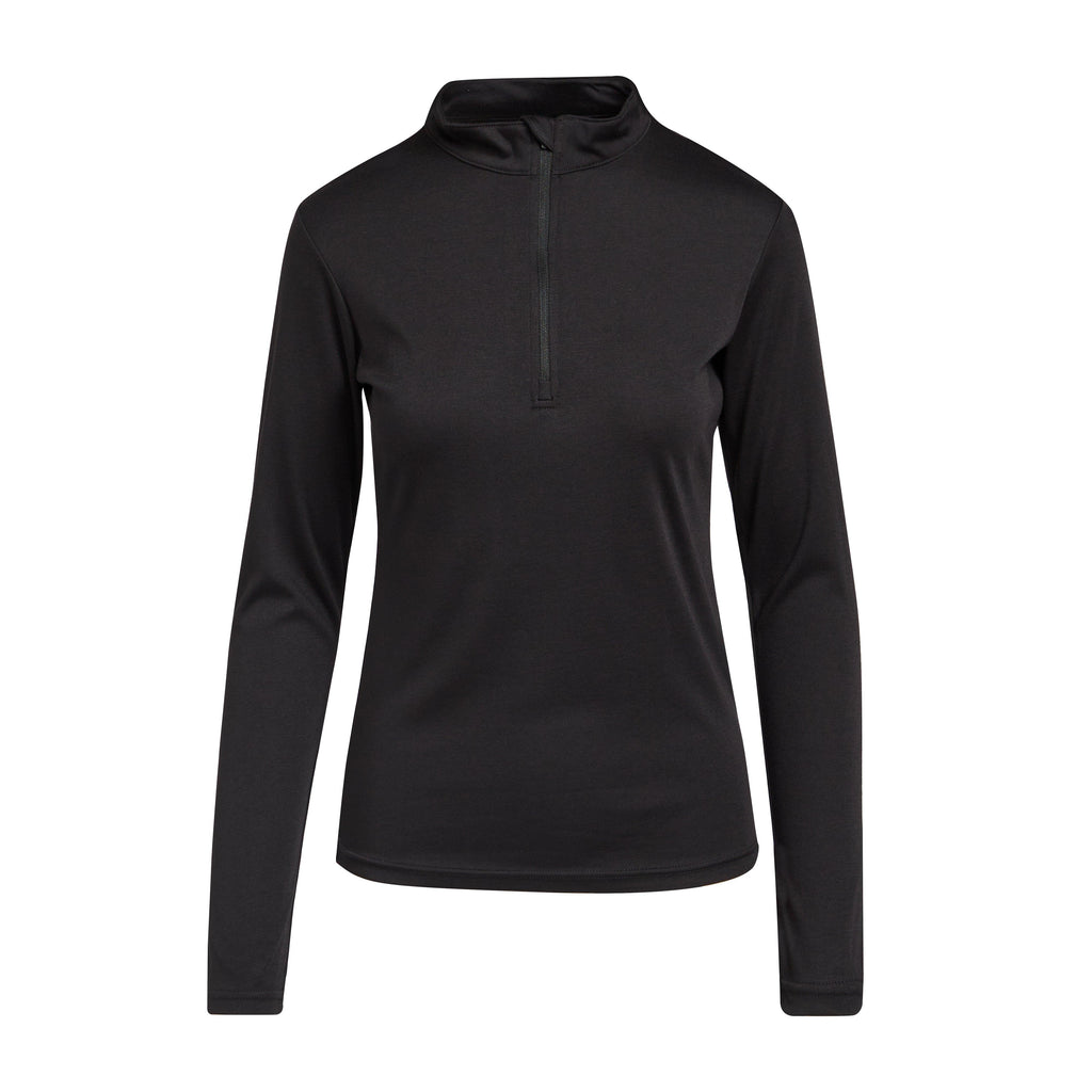 Womens Long Sleeve Thermal Zip Neck Baselayer Top Black