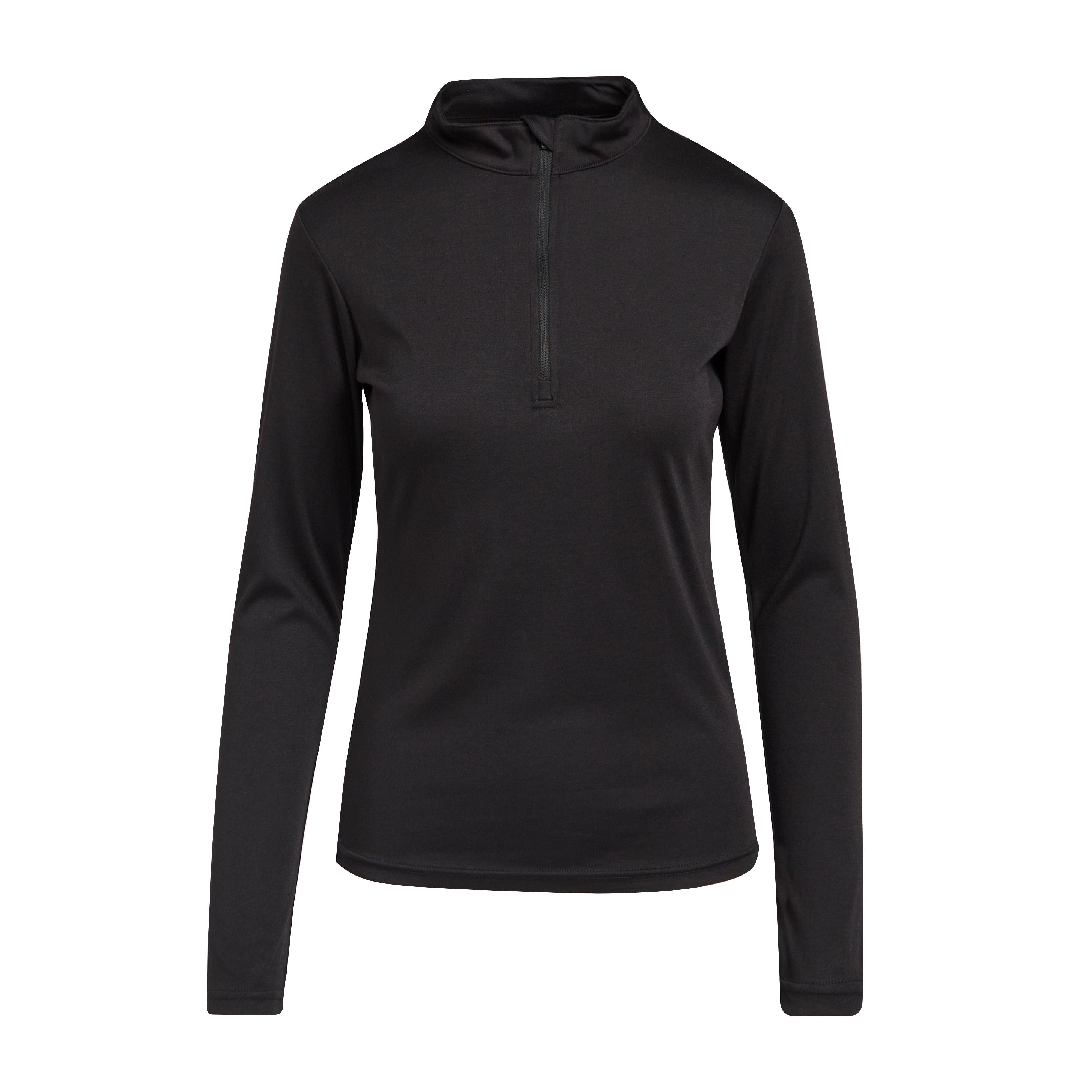 Womens Long Sleeve Thermal Zip Neck Baselayer Top Black