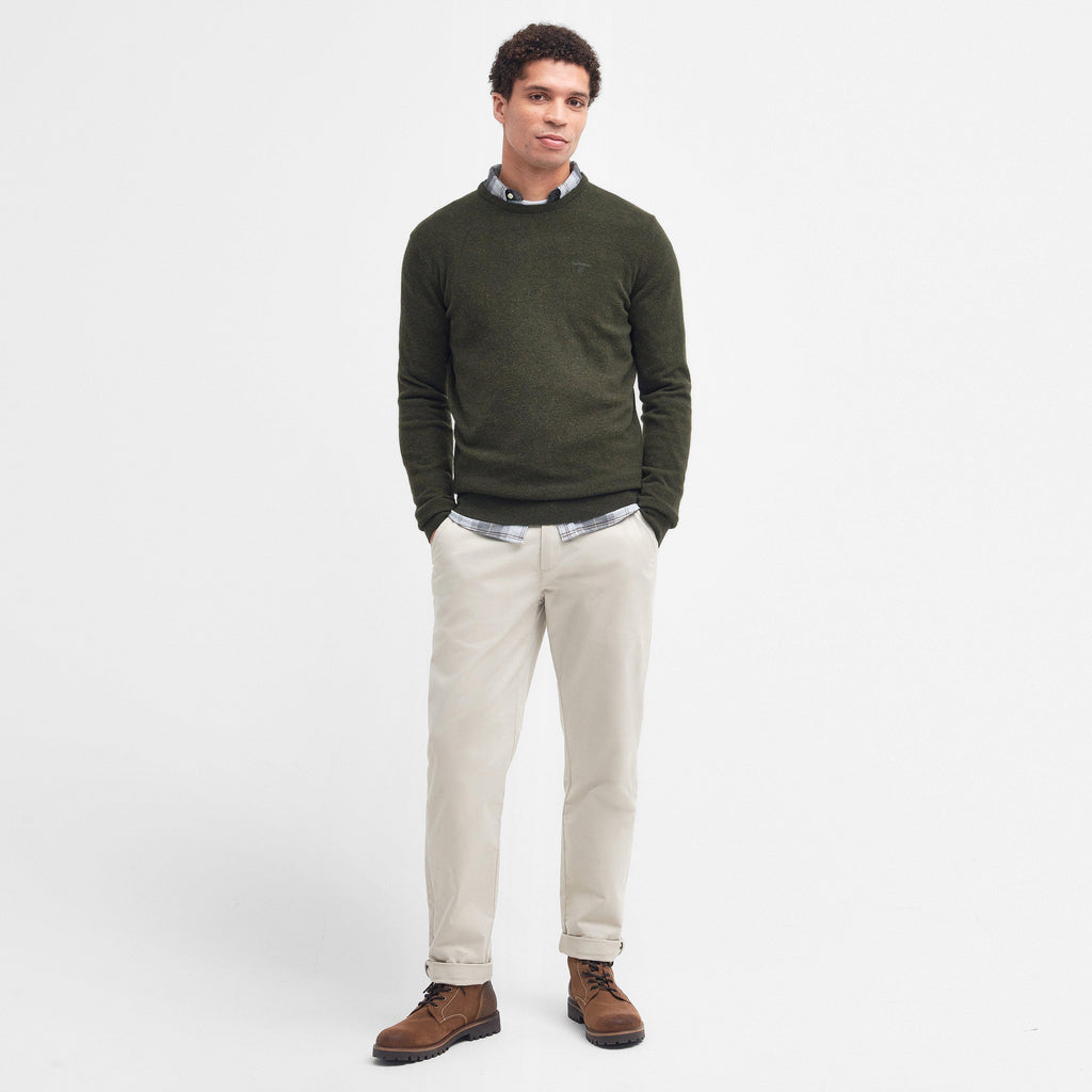 Mens Essential Lambswool Crew Neck Sweatshirt Seaweed