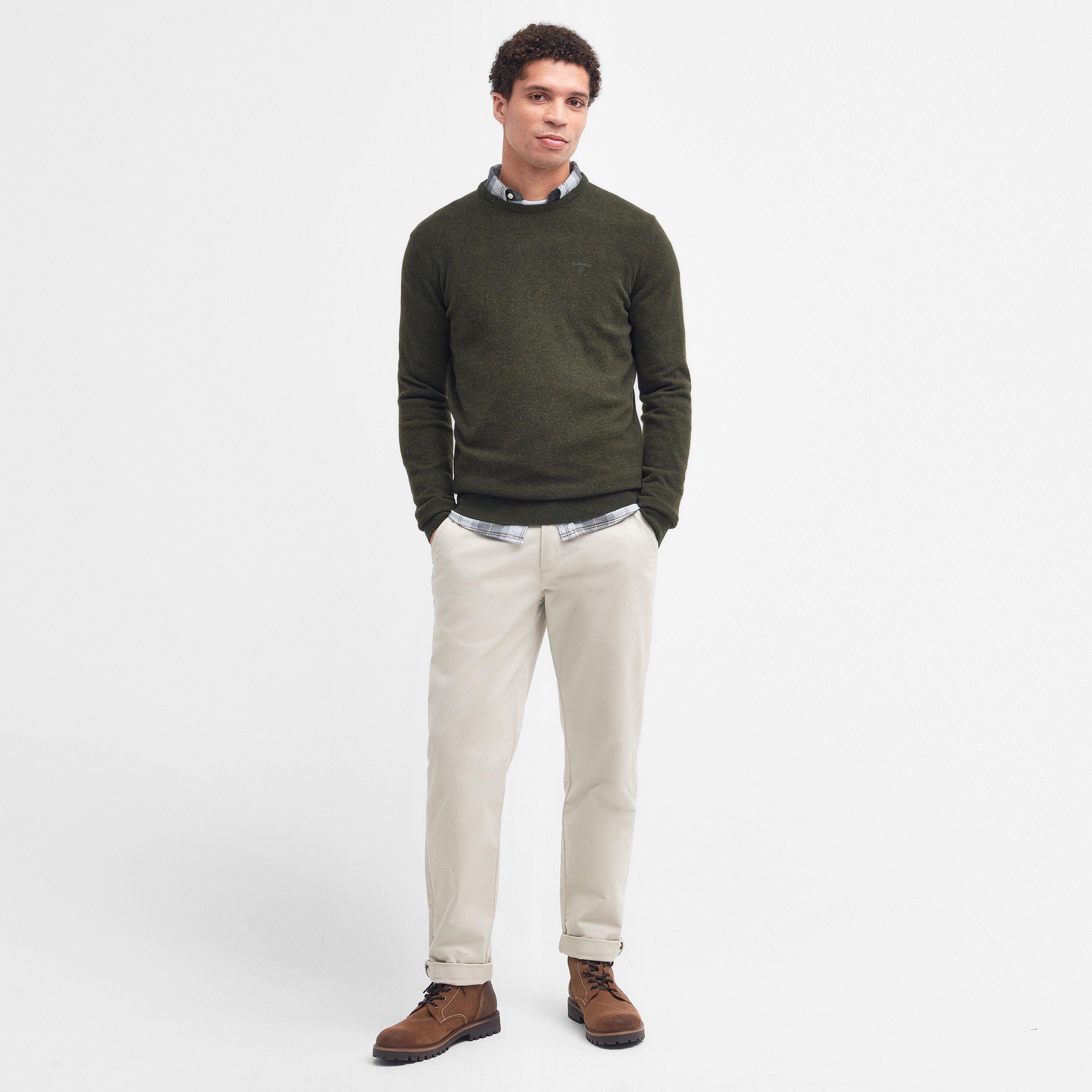 Mens Essential Lambswool Crew Neck Sweatshirt Seaweed