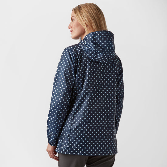 Womens Patterned Packable Jacket Navy/White