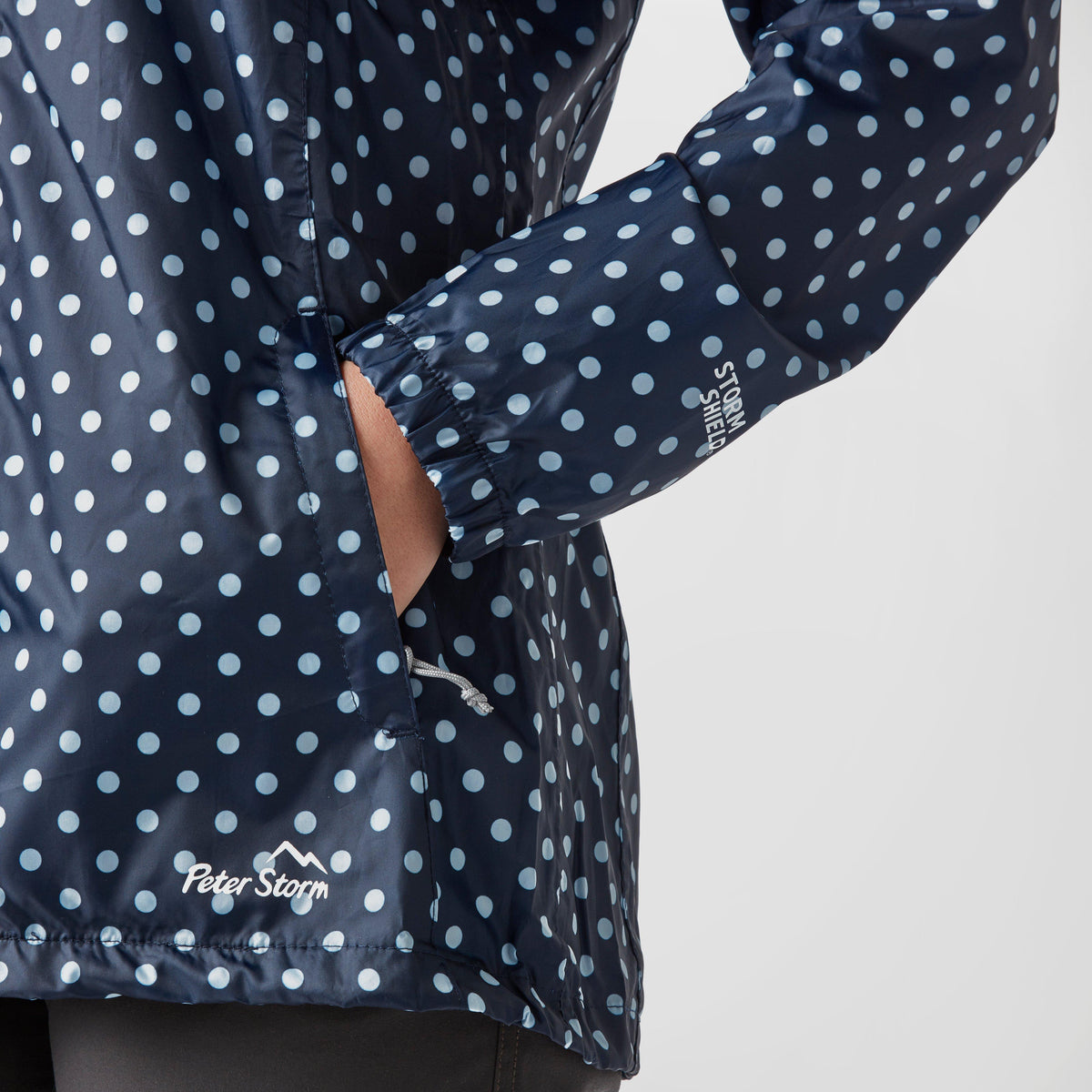 Womens Patterned Packable Jacket Navy/White