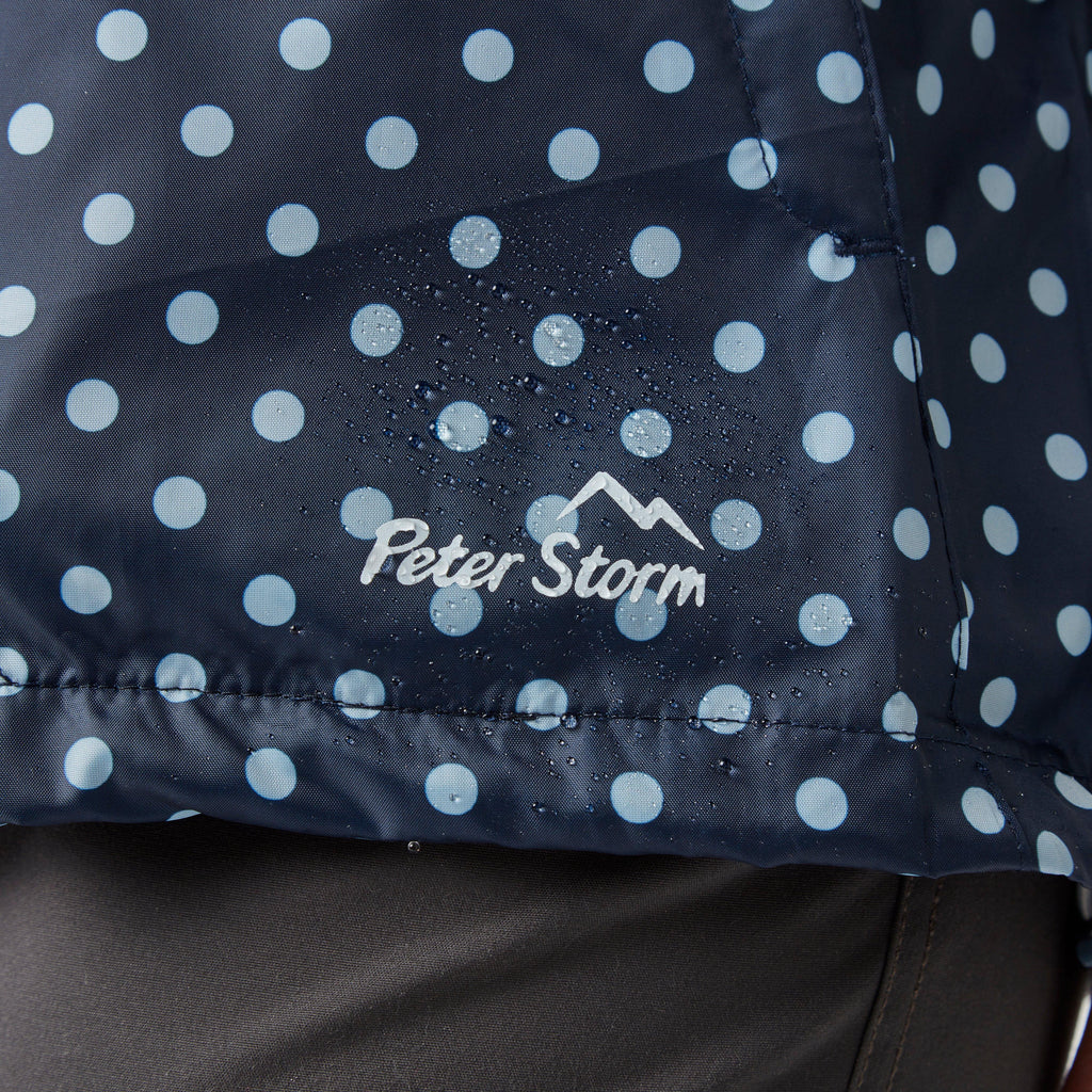 Womens Patterned Packable Jacket Navy/White