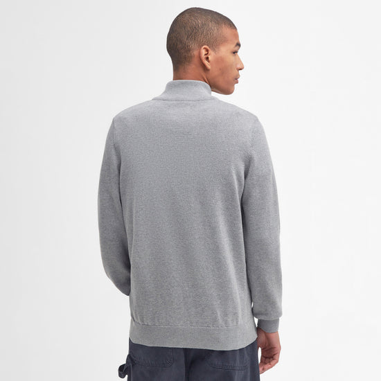Mens Cotton Half Zip Grey Marl
