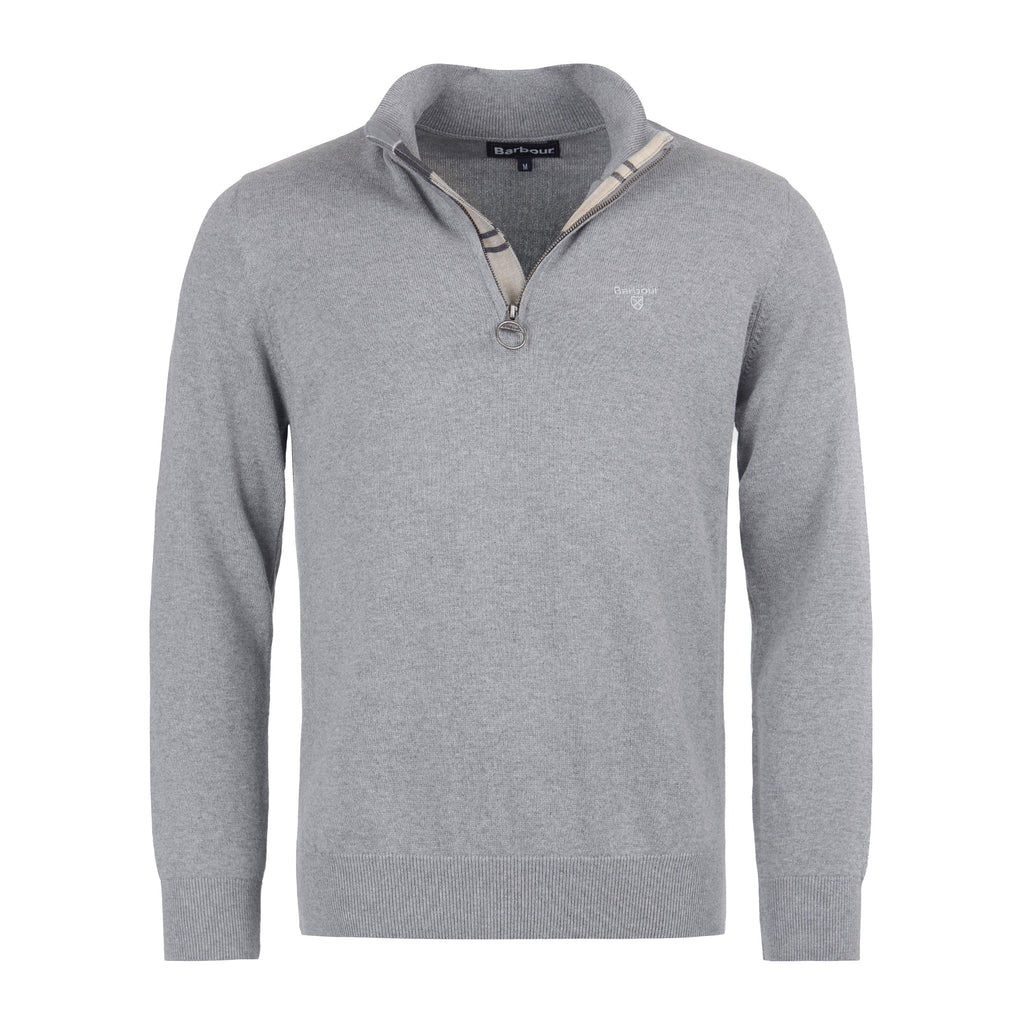 Mens Cotton Half Zip Grey Marl