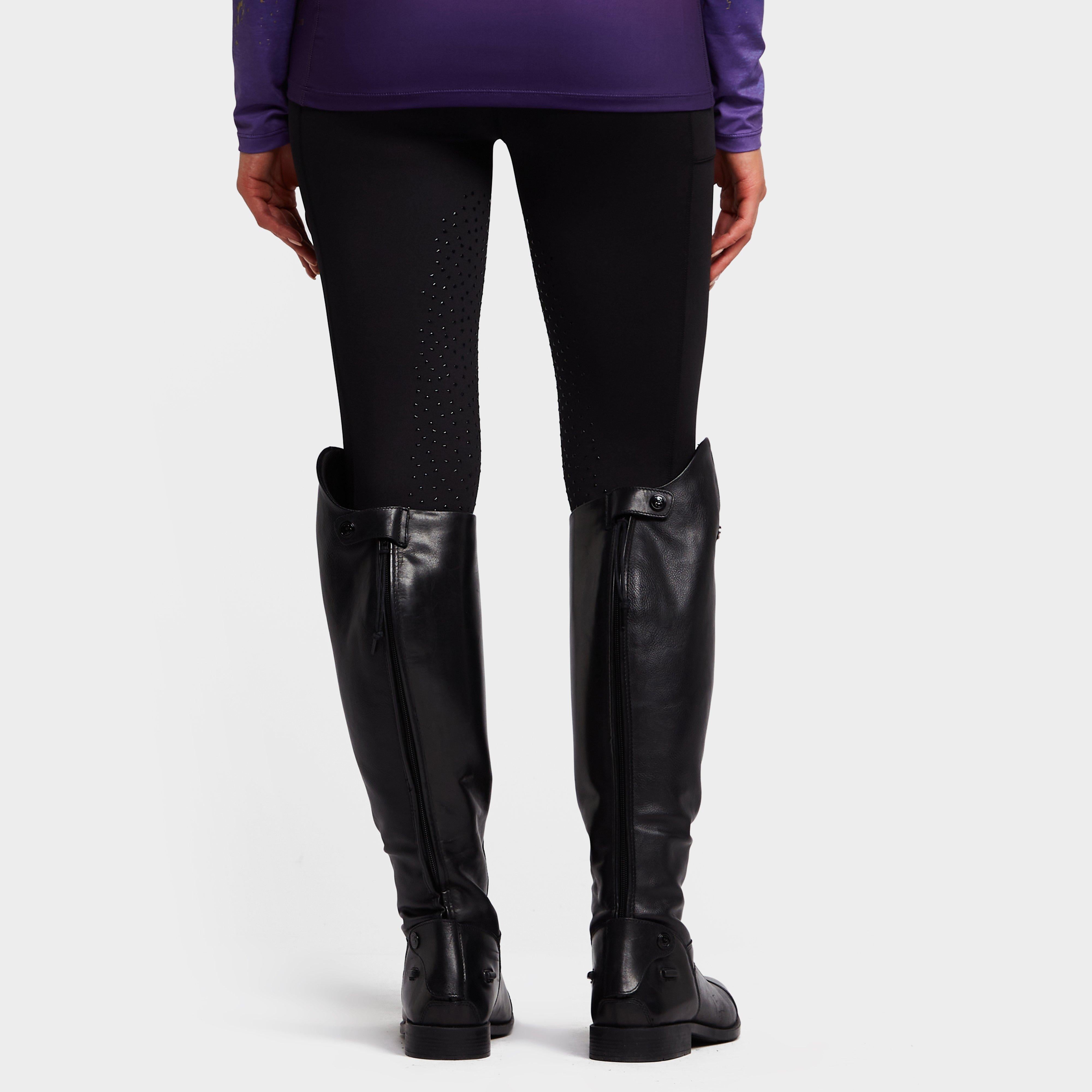 Womens Porter Winter Fleece Lined Knee Patch Riding Tights Black