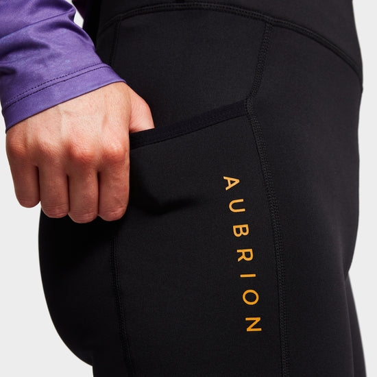 Womens Porter Winter Fleece Lined Knee Patch Riding Tights Black