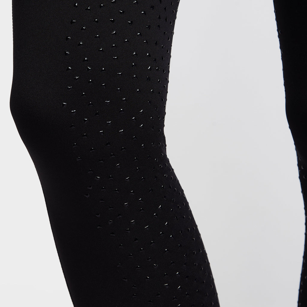 Womens Porter Winter Fleece Lined Knee Patch Riding Tights Black