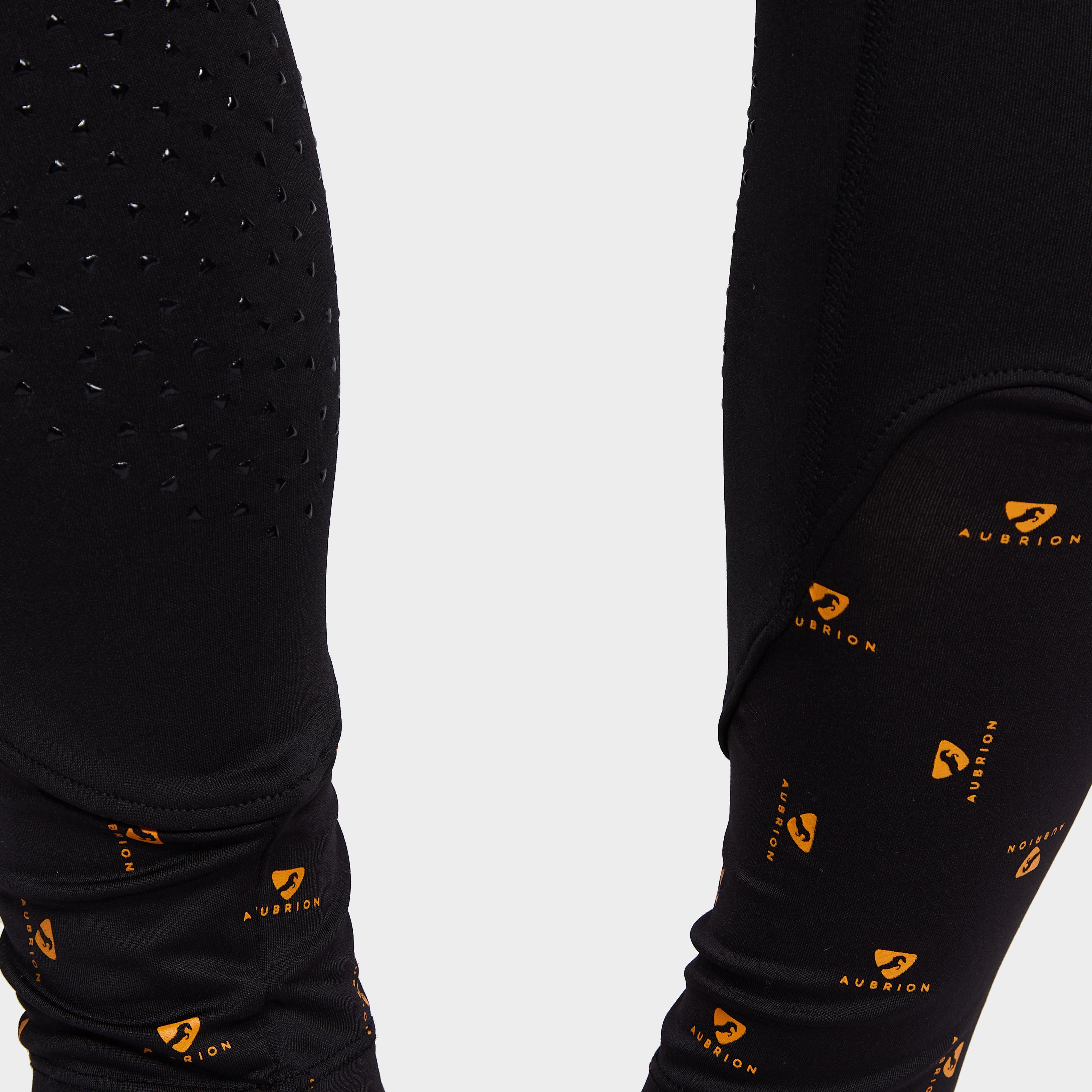 Womens Porter Winter Fleece Lined Knee Patch Riding Tights Black