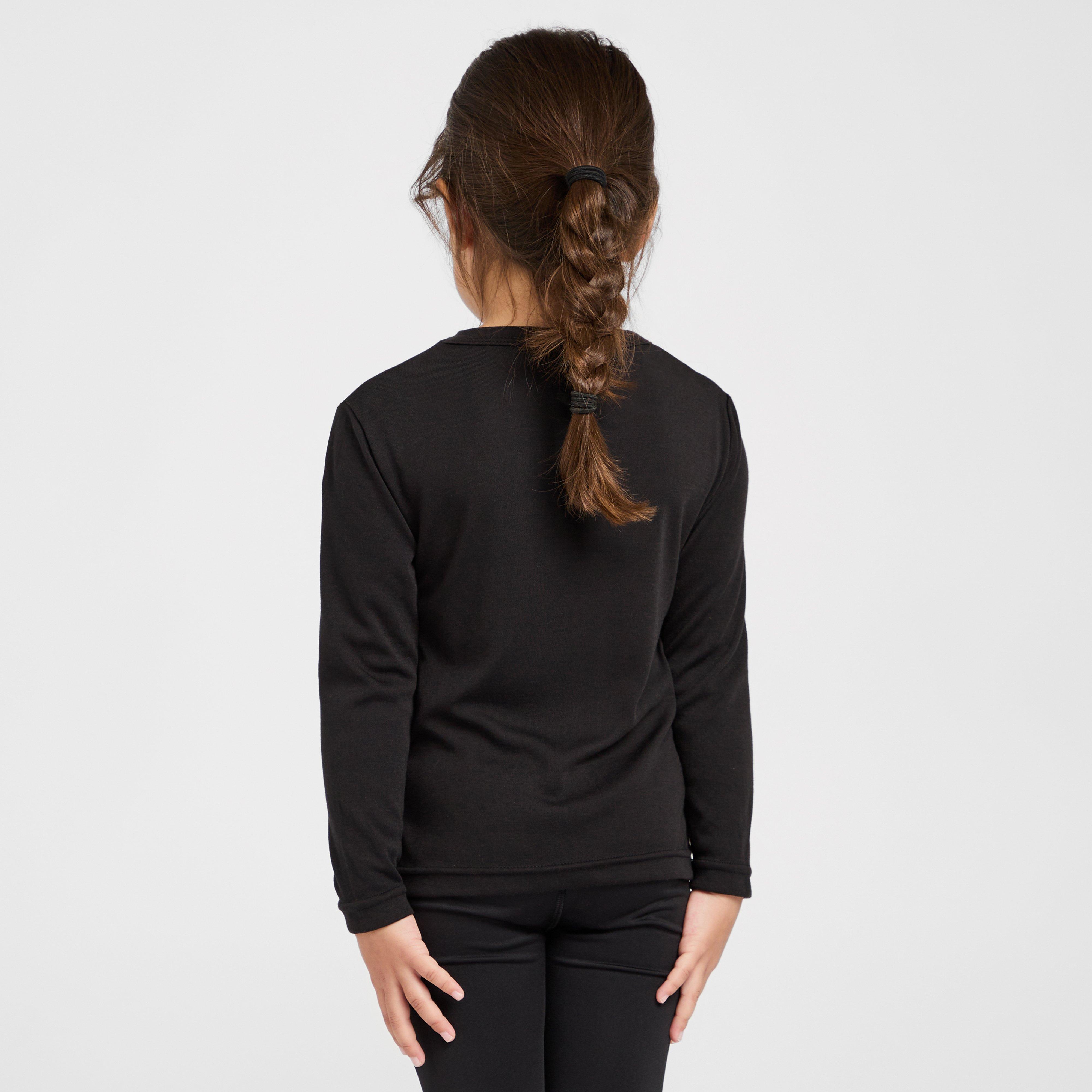 Kids Long Sleeved Thermal Crew Neck Top Black