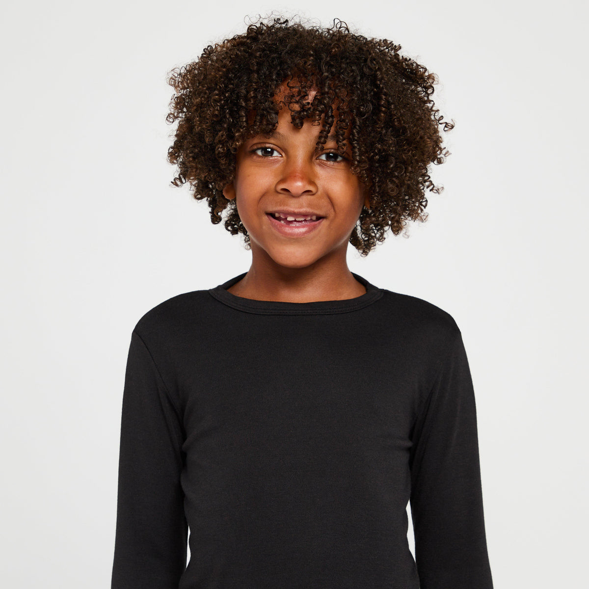 Kids Long Sleeved Thermal Crew Neck Top Black