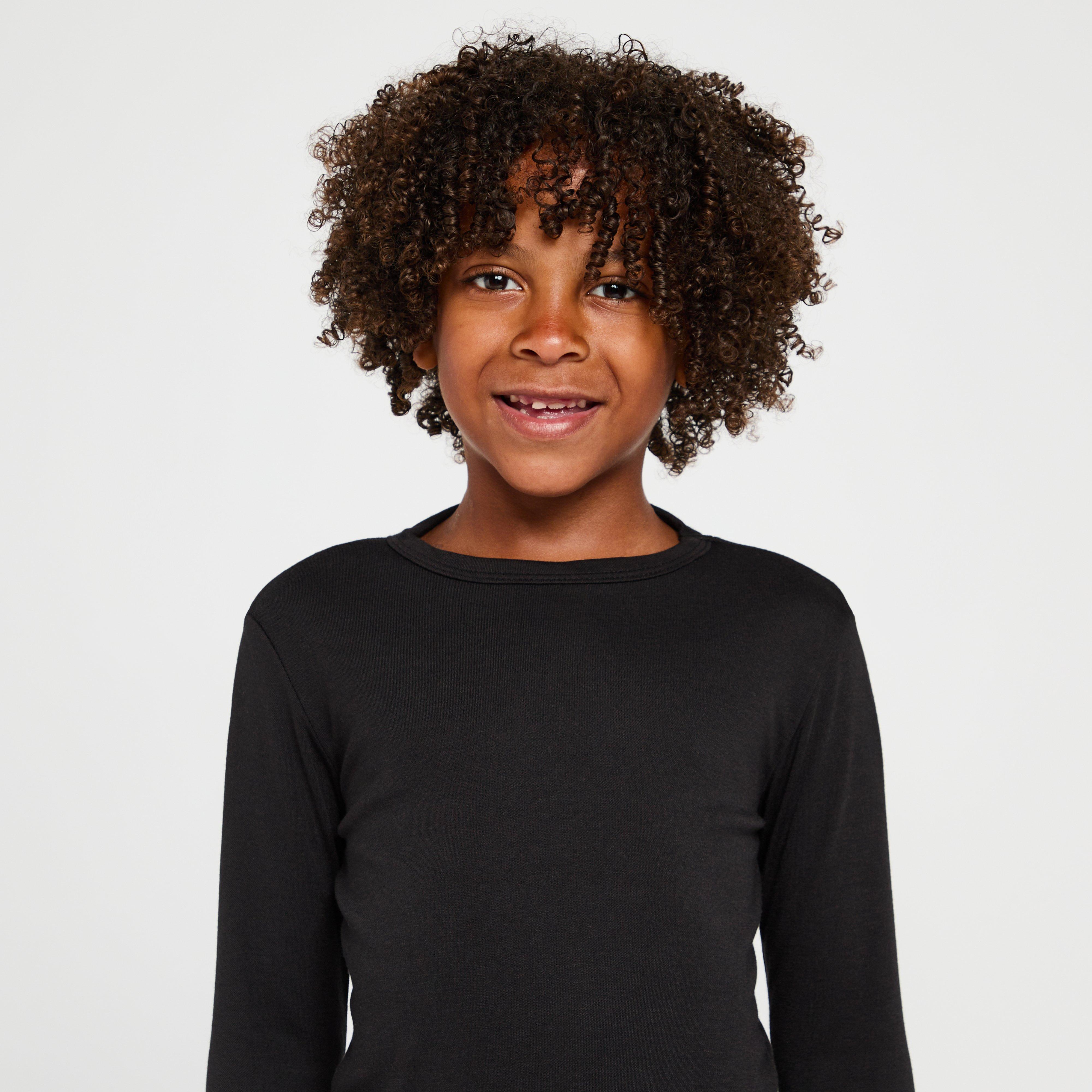 Kids Long Sleeved Thermal Crew Neck Top Black