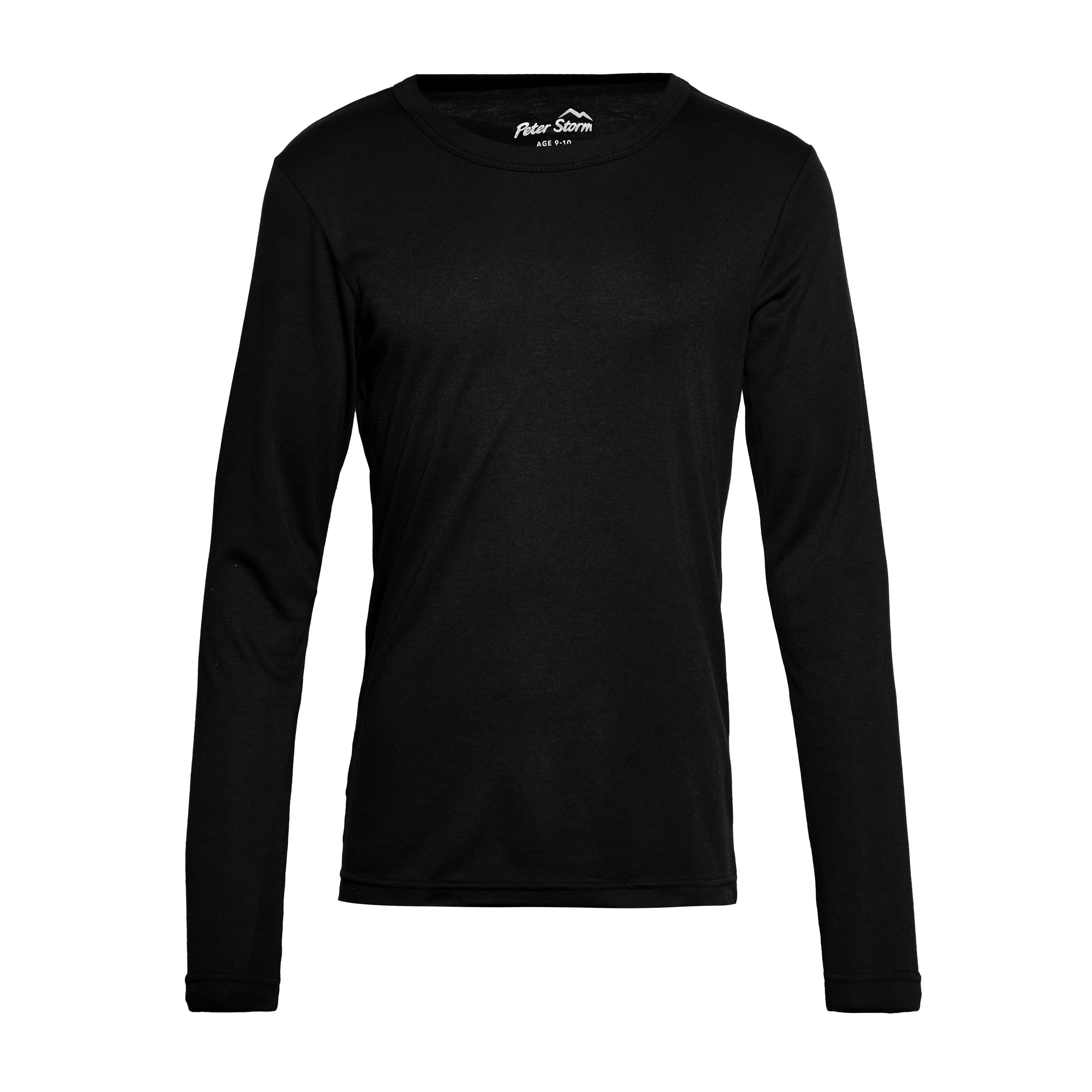 Kids Long Sleeved Thermal Crew Neck Top Black