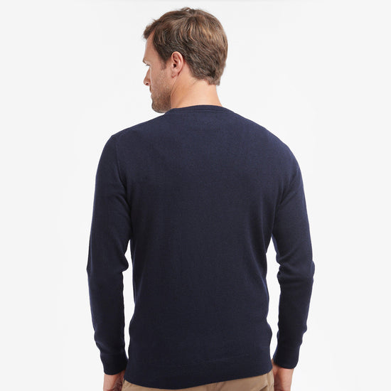 Mens Essential Lambswool Crew Neck Sweatshirt Navy