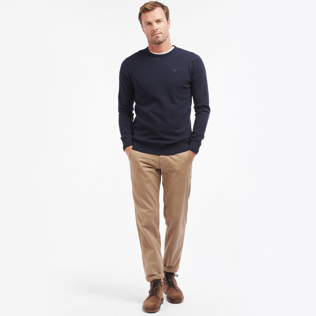 Mens Essential Lambswool Crew Neck Sweatshirt Navy