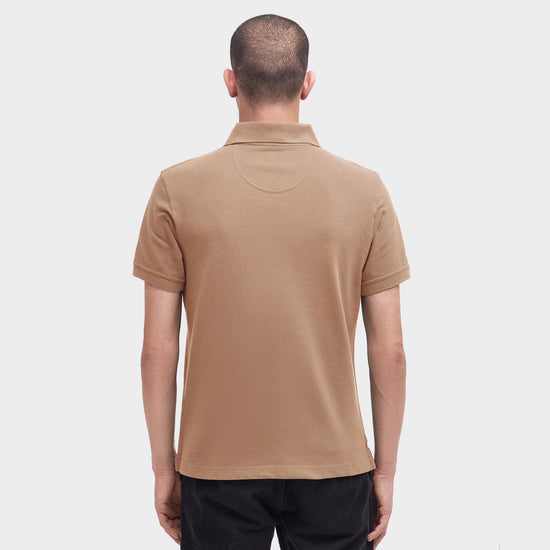 Mens Tartan Pique Polo Shirt Sandstone