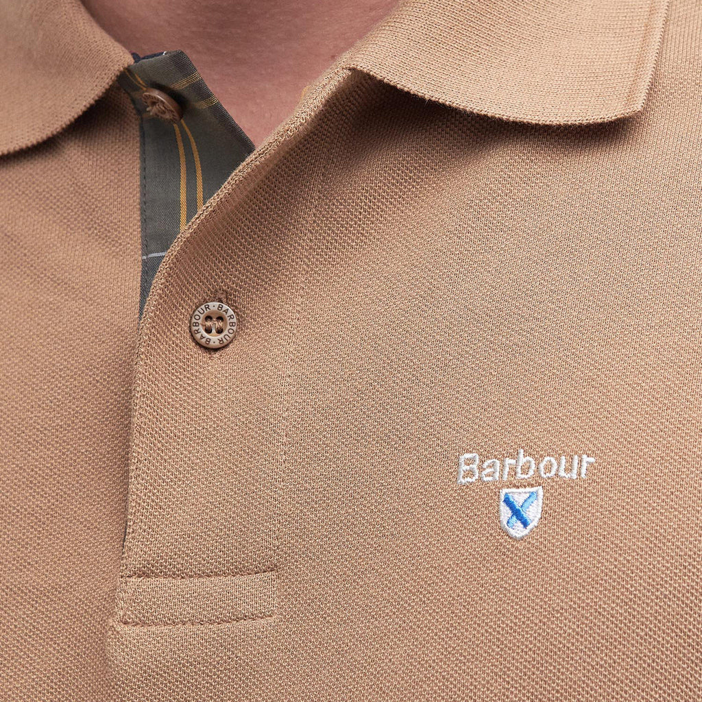 Mens Tartan Pique Polo Shirt Sandstone