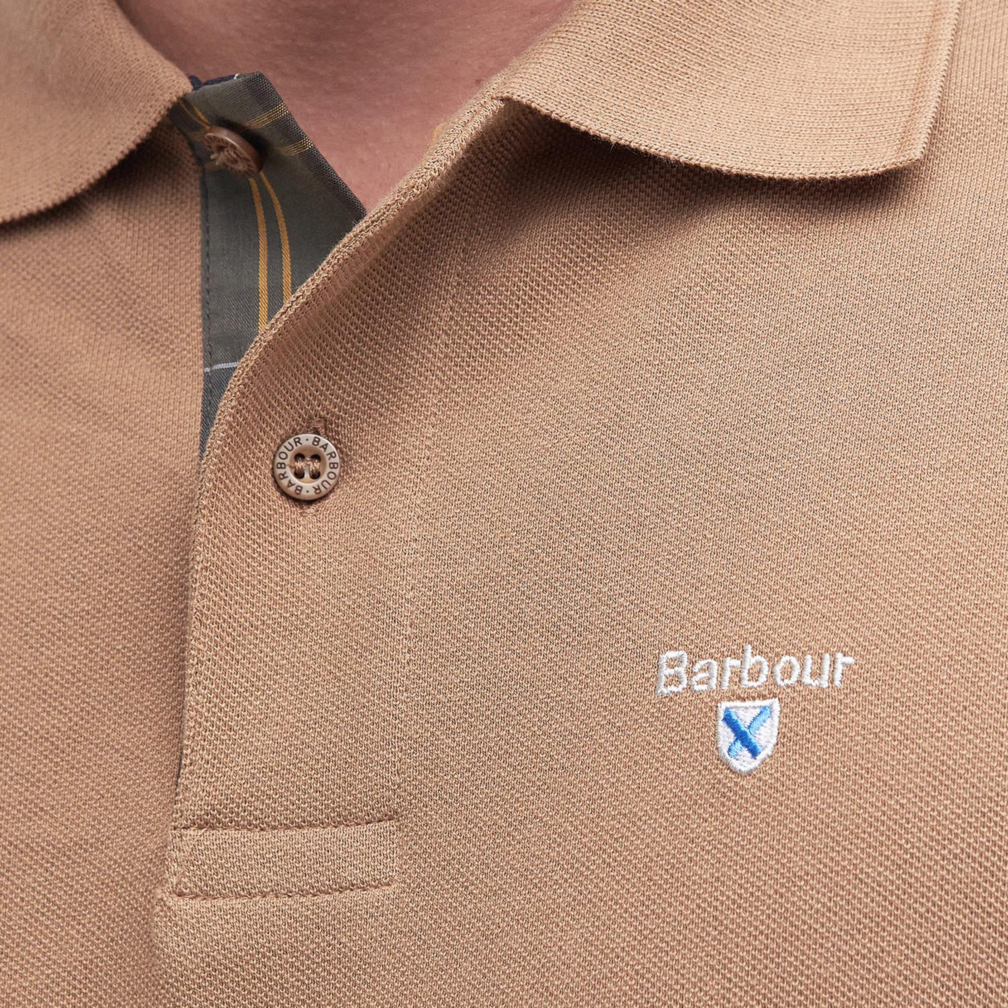 Mens Tartan Pique Polo Shirt Sandstone