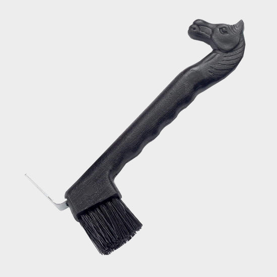 Horse Head Hoof Pick with Brush Black
