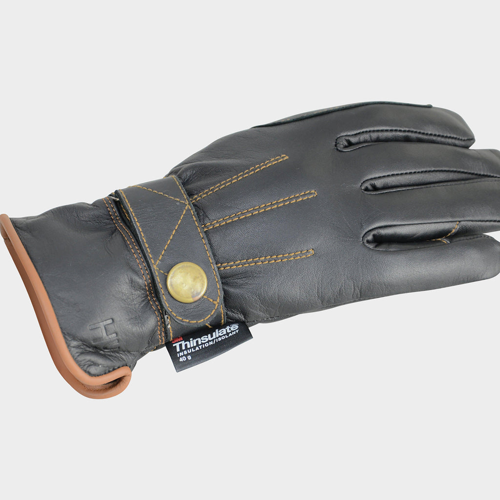 Hy5 Thinsulate Leather Winter Riding Gloves Black/Tan