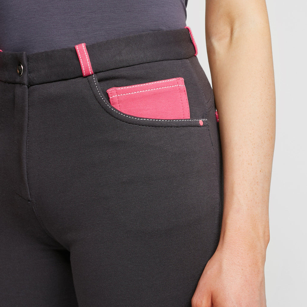 HyPERFORMANCE Womens Diesel Knee Patch Jodhpurs Charcoal/Pink