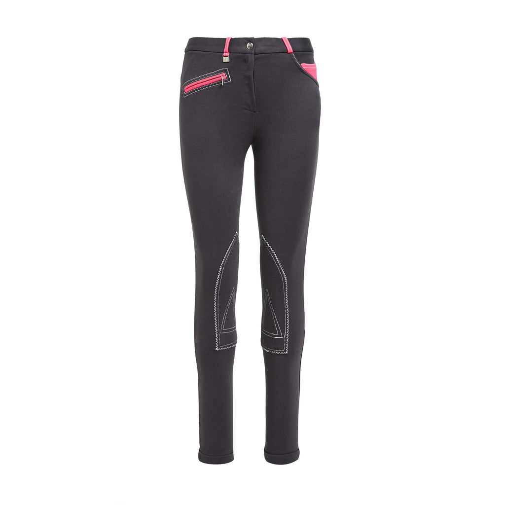 HyPERFORMANCE Womens Diesel Knee Patch Jodhpurs Charcoal/Pink
