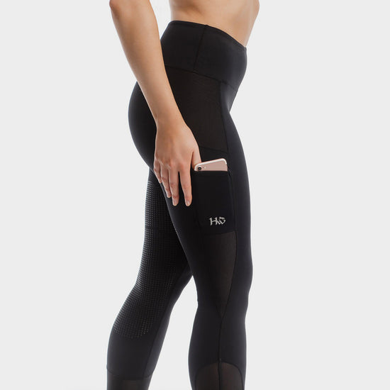 Womens Silicone Grip Riding Tights Black
