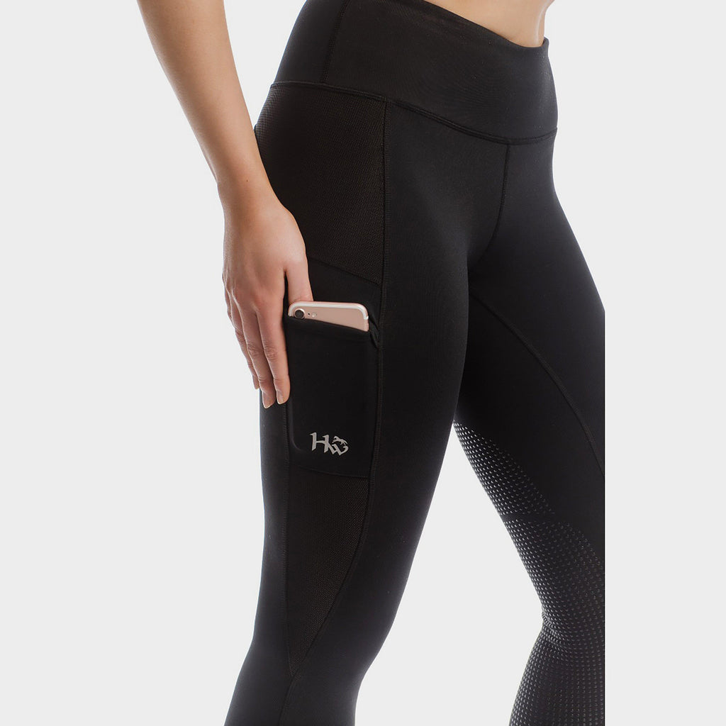 Womens Silicone Grip Riding Tights Black