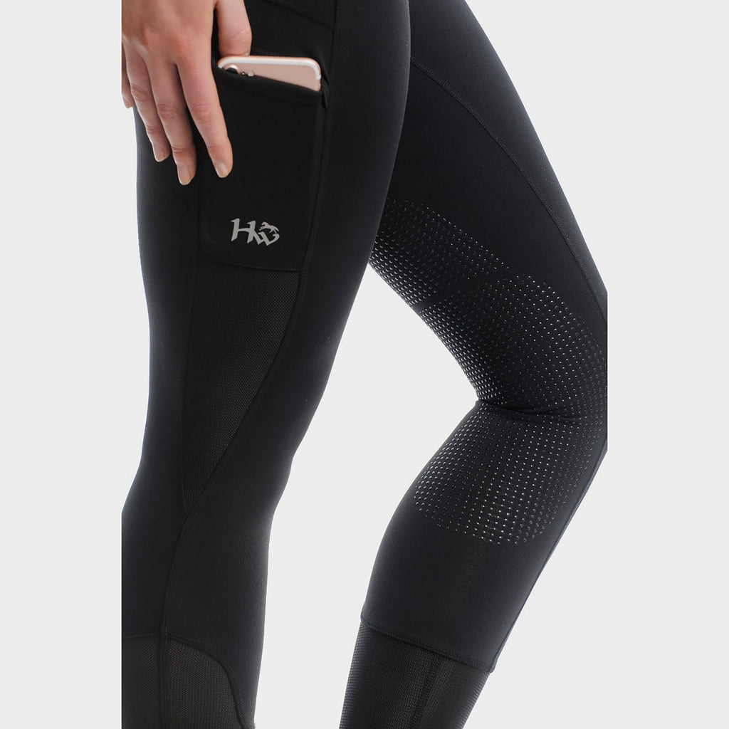 Womens Silicone Grip Riding Tights Black