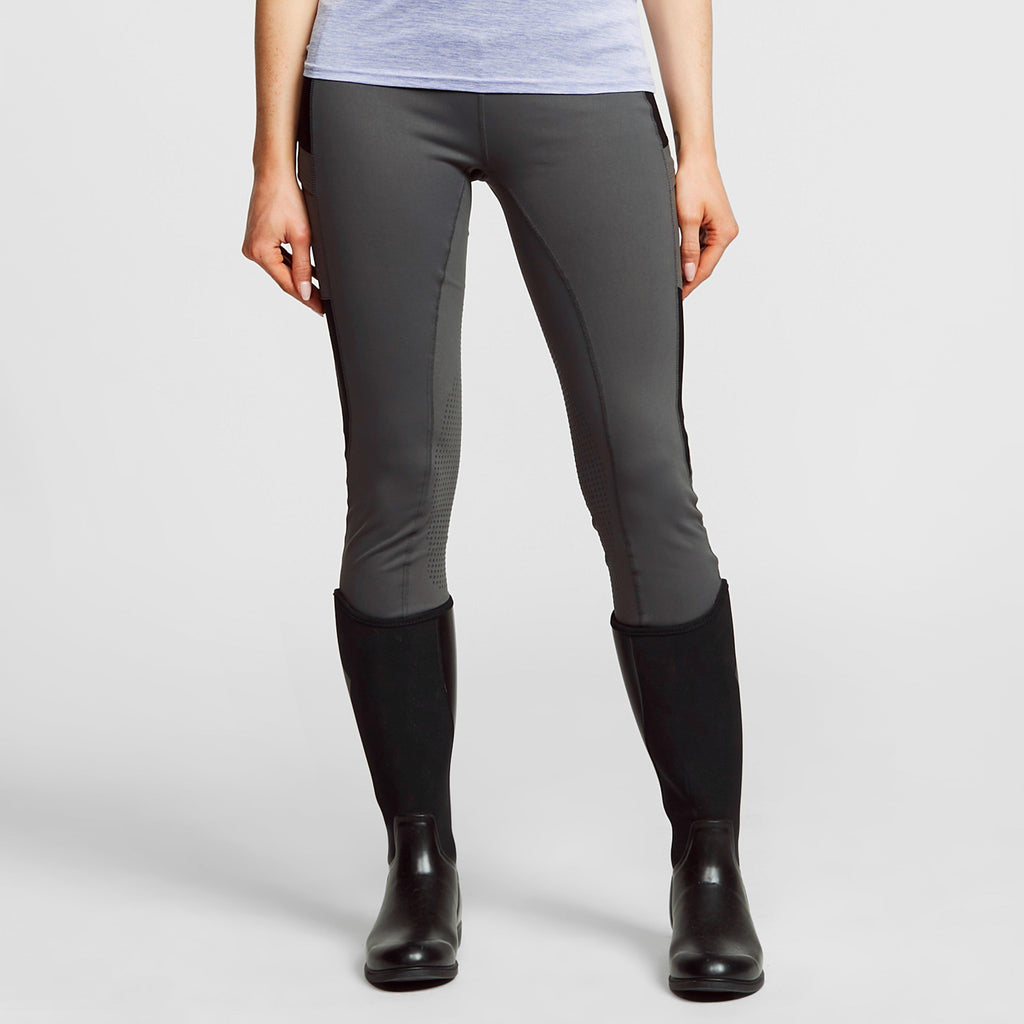 Womens Silicone Grip Riding Tights Charcoal