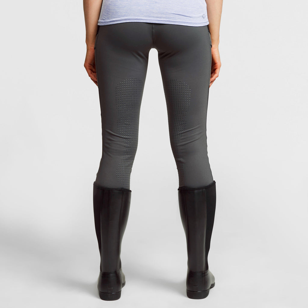 Womens Silicone Grip Riding Tights Charcoal