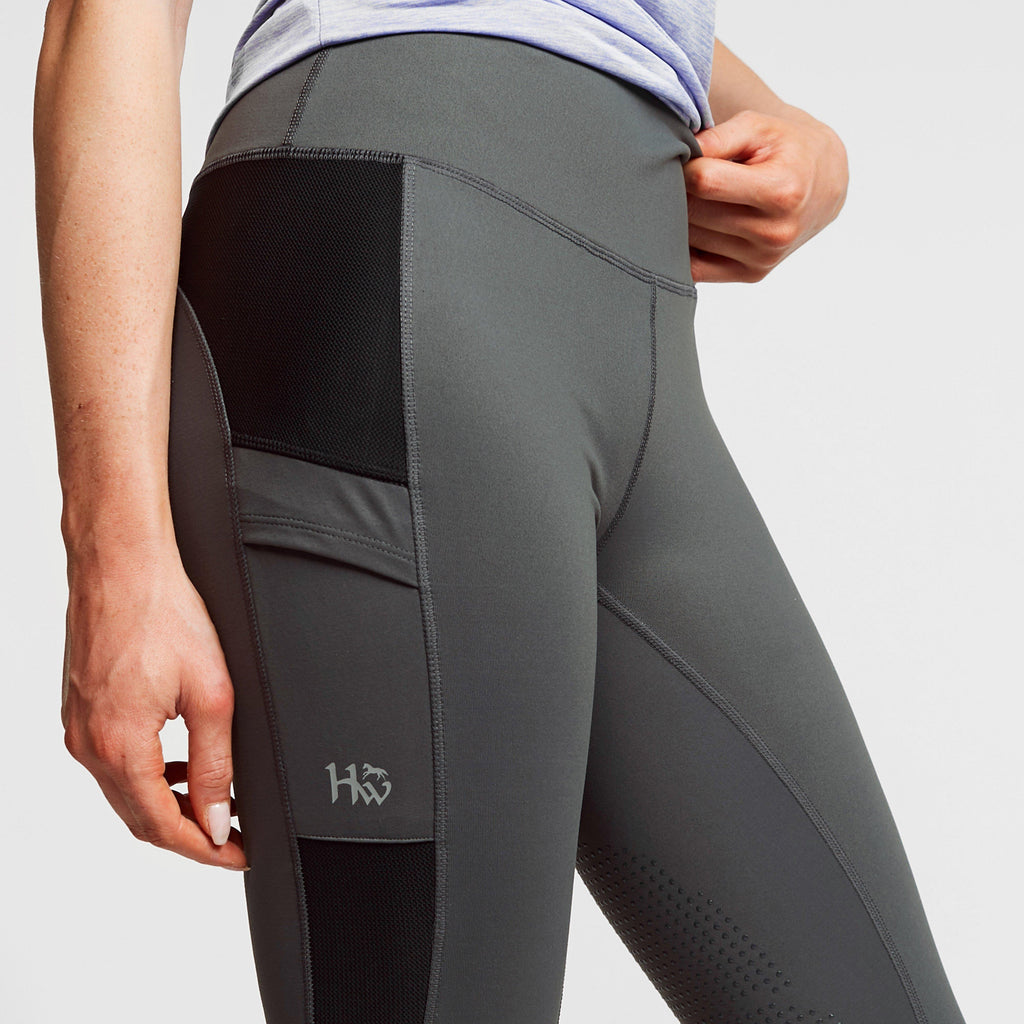 Womens Silicone Grip Riding Tights Charcoal