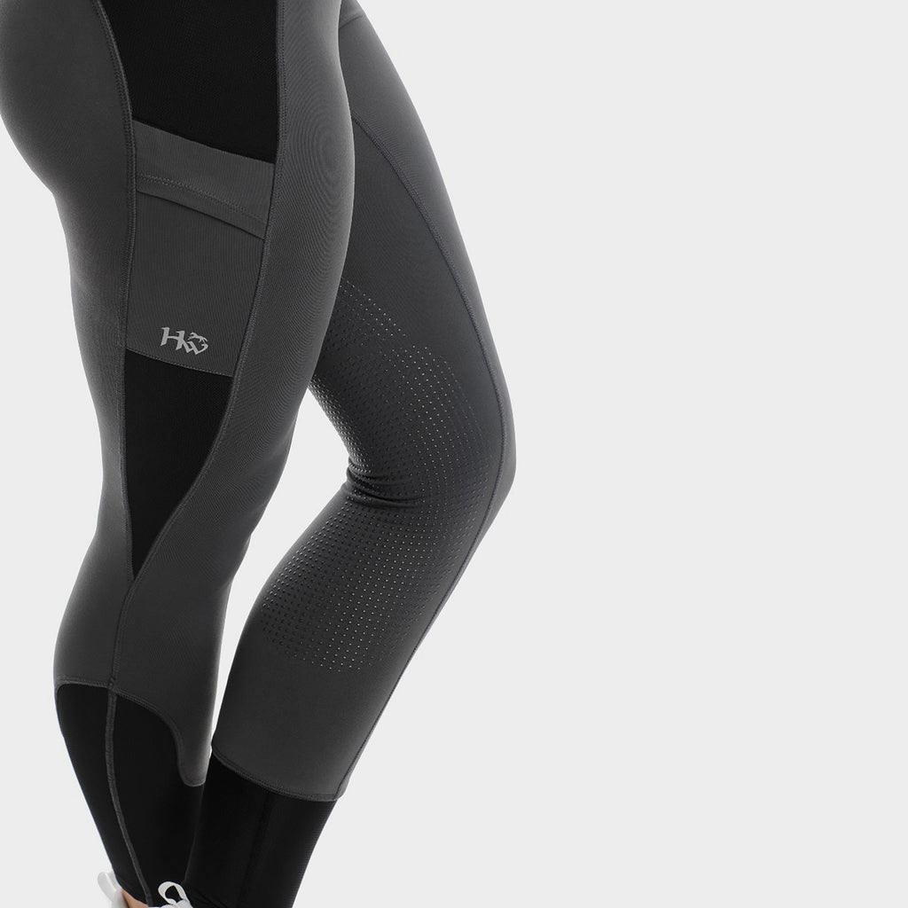 Womens Silicone Grip Riding Tights Charcoal