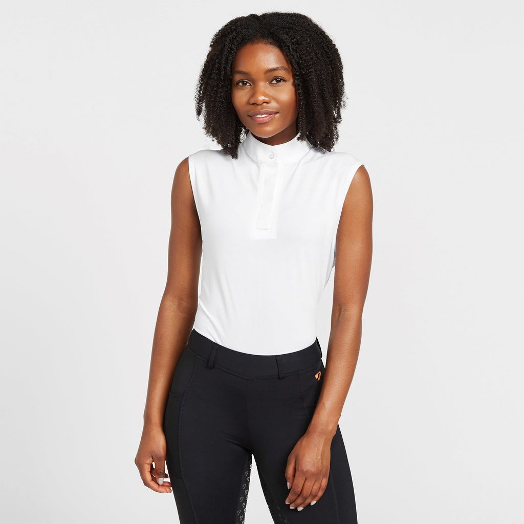 Ladies Sleeveless Stock Shirt White