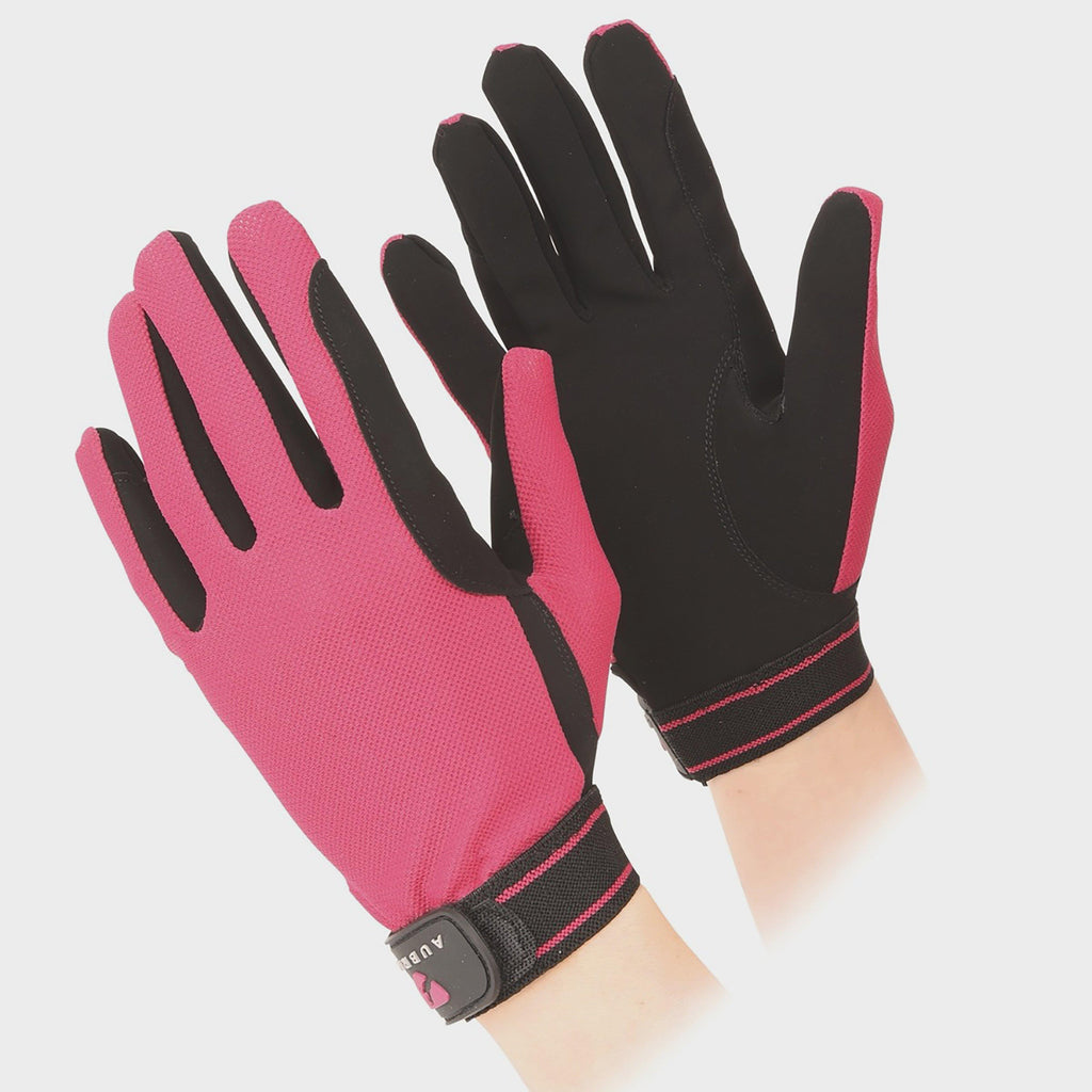 Mesh Riding Gloves Raspberry