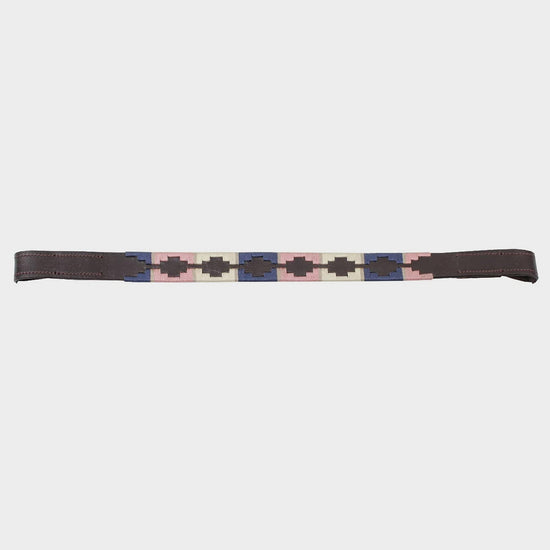 GARA Leather Polo Browband Pink/Natural/Navy